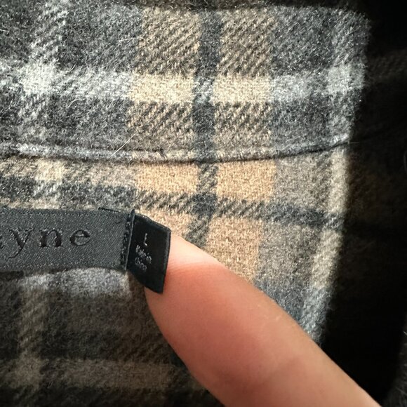 Jenni Kayne O'Keefe Plaid Wool Blend Shacket Flannel Button Up Shirt Size Large - Picture 4 of 7